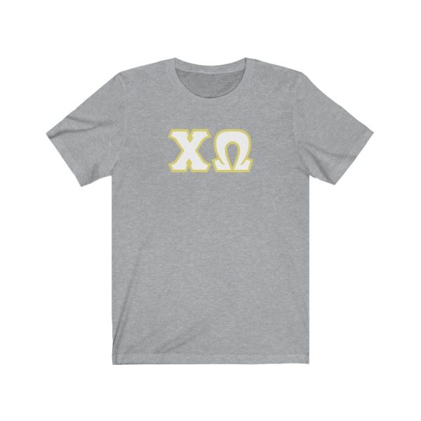 Chi Omega Printed Letters | White & Straw Border T-Shirt For Cheap