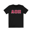 Alpha Omicron Pi Printed Letters | Cardinal with White Border T-Shirt Discount