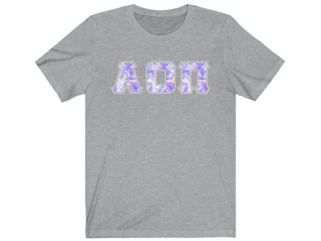 Alpha Omicron Pi Printed Letters | Cotton Candy Tie-Dye T-Shirt For Sale