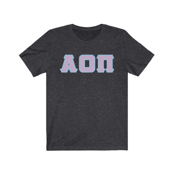 Alpha Omicron Pi Printed Letters | Lavender with L Blue Border T-Shirt Hot on Sale