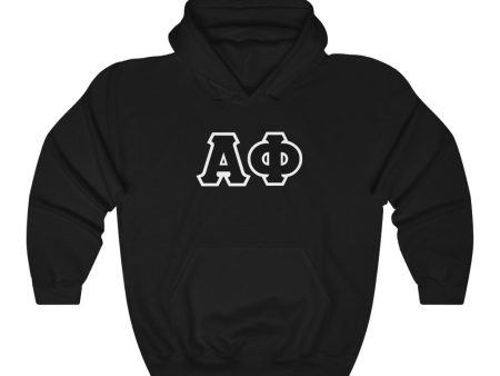 Alpha Phi Printed Letters | Black & White Border Hoodie on Sale