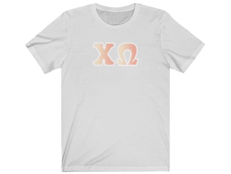 Chi Omega Printed Letters | Peach Sunrise T-Shirt Cheap