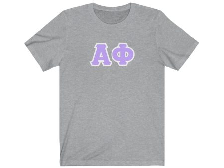 Alpha Phi Printed Letters | Violet & White Border T-Shirt For Cheap