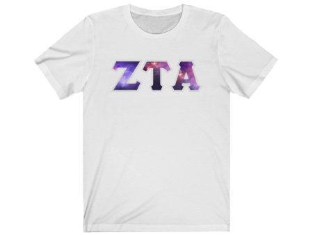 Zeta Tau Alpha Printed Letters | Galaxy T-Shirt Online Hot Sale