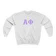 Alpha Phi Printed Letters | Violet & White Border Crewneck Discount