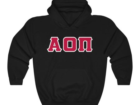 Alpha Omicron Pi Printed Letters | Cardinal with White Border Hoodie Online