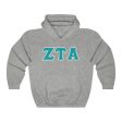 ZTA Printed Letters | Turquoise with Grey Border Hoodie on Sale