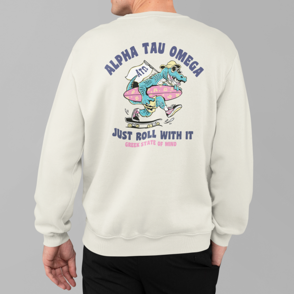 Alpha Tau Omega Graphic Crewneck Sweatshirt | Alligator Skater For Cheap