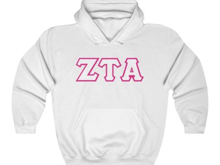 ZTA Printed Letters | White with Hot Pink Border Hoodie Online