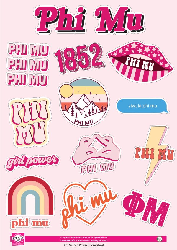 Phi Mu Girl Power Sticker Sheet For Discount