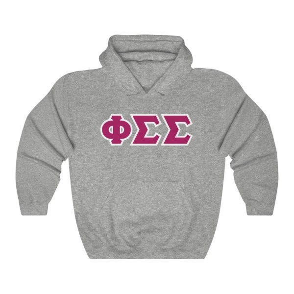 Phi Sigma Sigma Printed Letters | Drk Pink & White Border Hoodie Online