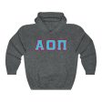 Alpha Omicron Pi Printed Letters | Cyan with Red Border Hoodie Online