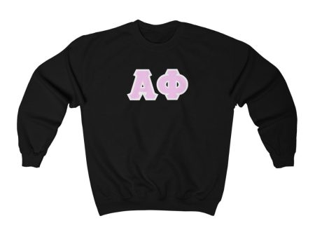 Alpha Phi Printed Letters | Pink with White Border Crewneck Fashion