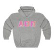 Alpha Omicron Pi Printed Letters | Bubble Gum Hoodie Sale