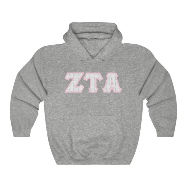 ZTA Printed Letters | Marble with Pink Border Hoodie Cheap