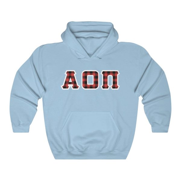 Alpha Omicron Pi Printed Letters | Buffalo Plaid Hoodie Online now