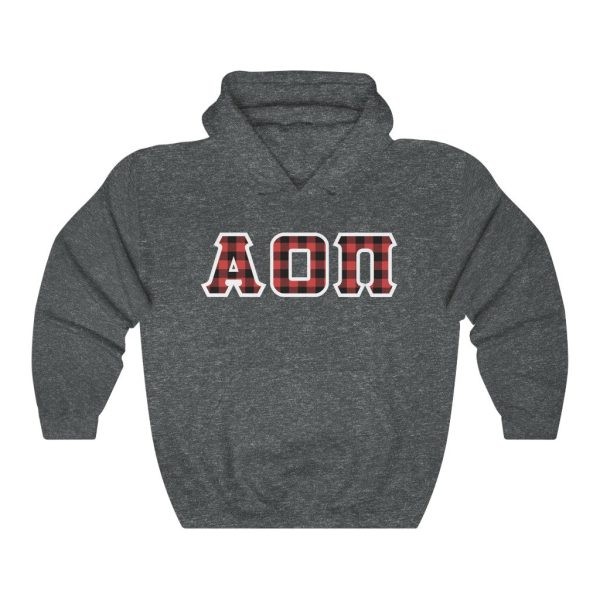 Alpha Omicron Pi Printed Letters | Buffalo Plaid Hoodie Online now