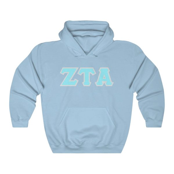 ZTA Printed Letters | Cyan with Grey Border Hoodie Supply