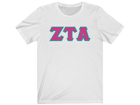 ZTA Printed Letters | Hot Pink & Turquoise Border T-Shirt Sale