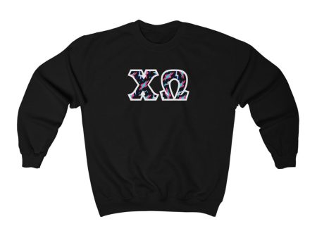 Chi Omega Printed Letters | Bayside Black Crewneck Online now