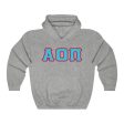 Alpha Omicron Pi Printed Letters | Cyan with Red Border Hoodie Online