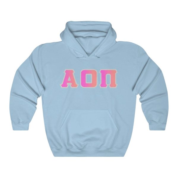 Alpha Omicron Pi Printed Letters | Bubble Gum Hoodie Sale