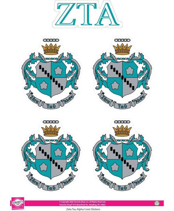 Zeta Tau Alpha Crest Sticker Sheet Cheap