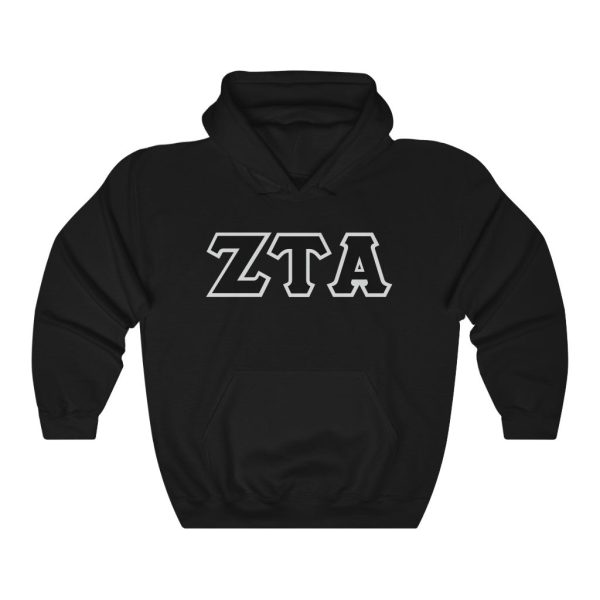 ZTA Printed Letters | Black with Grey Border Hoodie For Discount