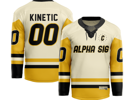 Alpha Sigma Phi - Golden Cream Hockey Jersey Hot on Sale