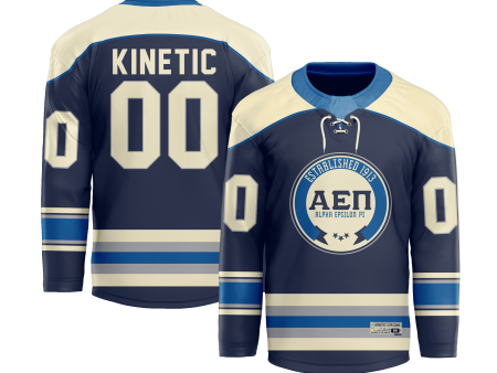 Alpha Epsilon Pi - Blue Cream Hockey Jersey Discount