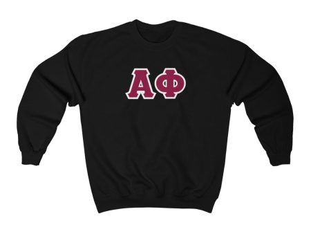 Alpha Phi Printed Letters | Maroon & White Border Crewneck For Sale