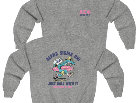 Alpha Sigma Phi Graphic Crewneck Sweatshirt | Alligator Skater Sale