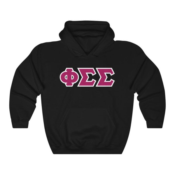 Phi Sigma Sigma Printed Letters | Drk Pink & White Border Hoodie Online