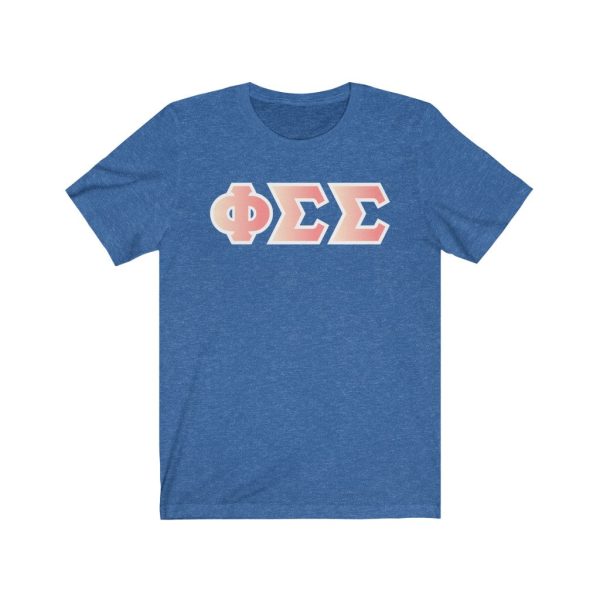 Phi Sigma Sigma Printed Letters | Peach Sunrise T-Shirt Online