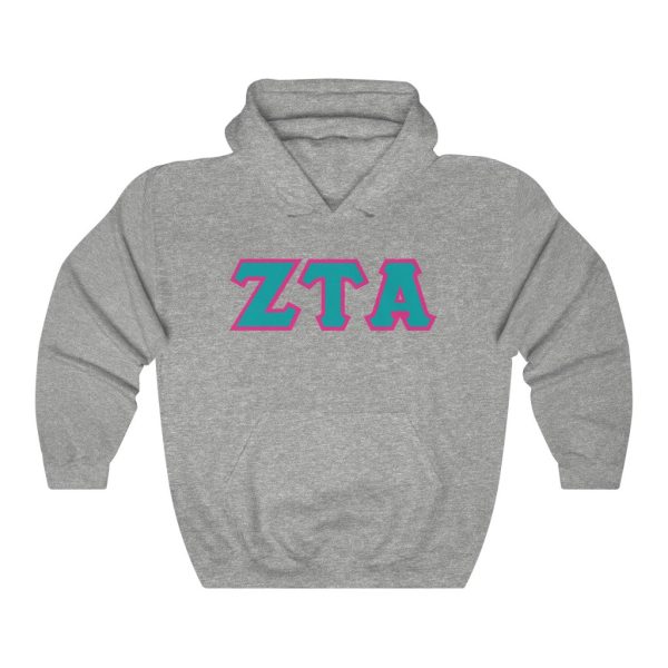 ZTA Printed Letters | Turquoise & Hot Pink Border Hoodie Online now