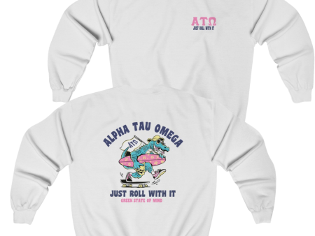 Alpha Tau Omega Graphic Crewneck Sweatshirt | Alligator Skater For Cheap