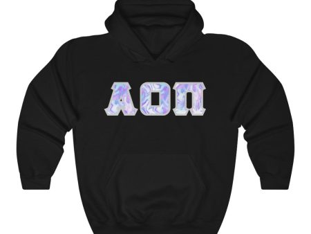 Alpha Omicron Pi Printed Letters | Cotton Candy Tie-Dye Hoodie Online Sale