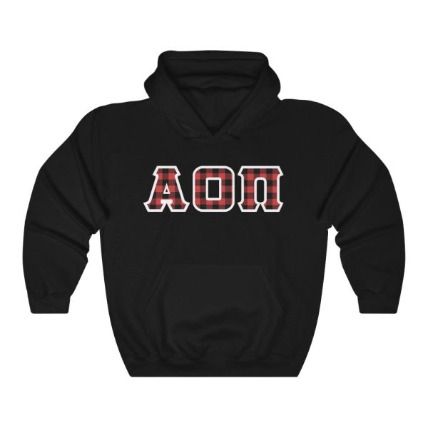 Alpha Omicron Pi Printed Letters | Buffalo Plaid Hoodie Online now