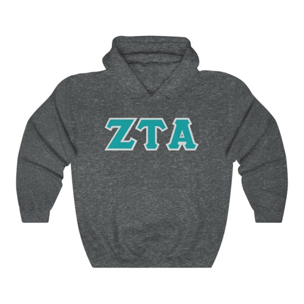 ZTA Printed Letters | Turquoise with Grey Border Hoodie on Sale