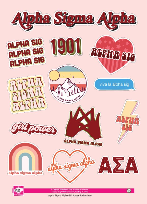 Alpha Sigma Alpha Girl Power Sticker Sheet For Discount