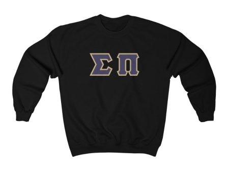 Sigma Pi Printed Letter Crewneck | Purple with Old Gold Online