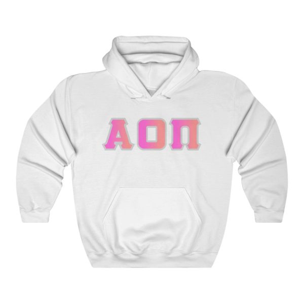 Alpha Omicron Pi Printed Letters | Bubble Gum Hoodie Sale