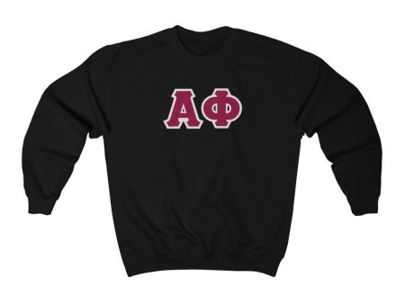 Alpha Phi Printed Letters | Maroon & Grey Border Crewneck Online now