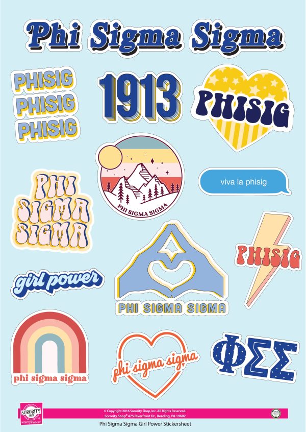 Phi Sigma Sigma Girl Power Sticker Sheet Cheap