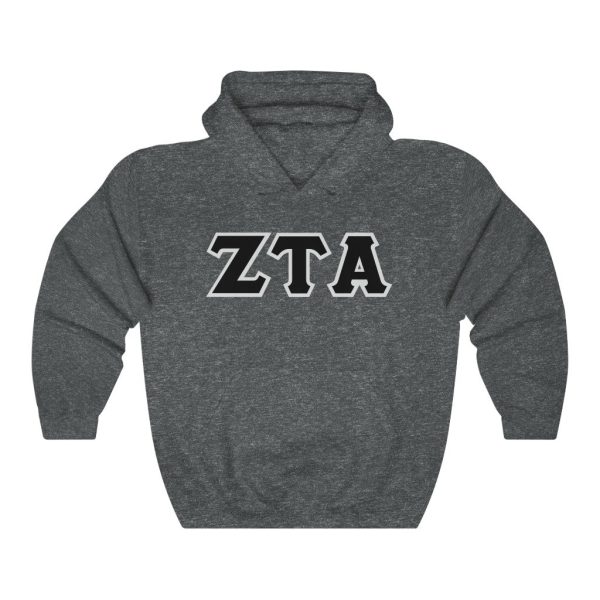 ZTA Printed Letters | Black with Grey Border Hoodie For Discount