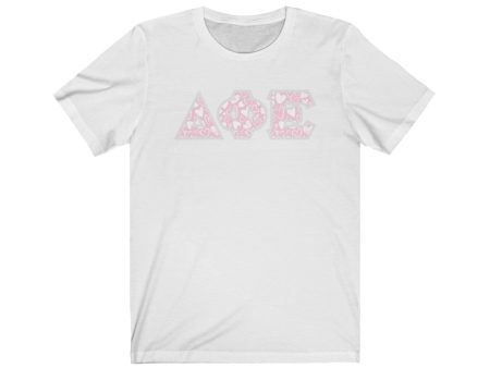 Delta Phi Epsilon Printed Letters | Chalky Hearts T-Shirt For Cheap