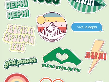 Alpha Epsilon Phi Girl Power Sticker Sheet For Sale