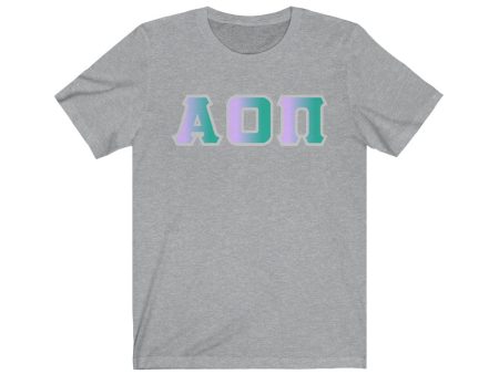 Alpha Omicron Pi Printed Letters | Antarctica with Grey Border T-Shirt Discount