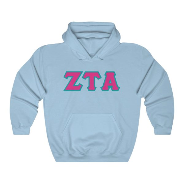 ZTA Printed Letters | Hot Pink & Turquoise Border Hoodie For Discount