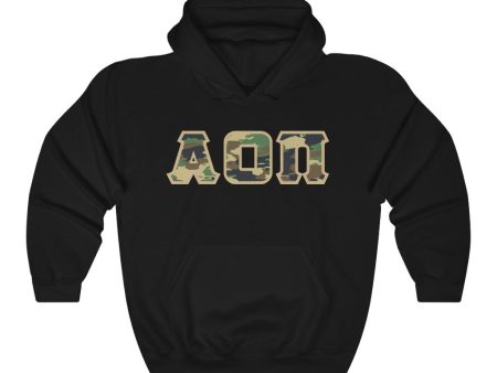 Alpha Omicron Pi Printed Letters | Camouflage Hoodie on Sale